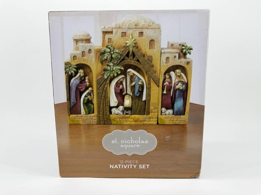 St. Nicholas Square Nativity Set Bethlehem Christmas Decor 3.00 lb Open Box